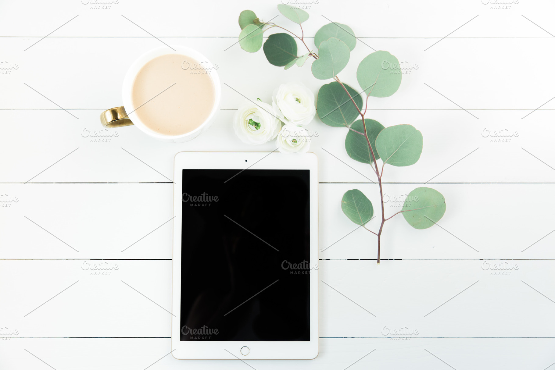 Tablet Mock Up | Coffee + Eucalyptus, a Photo by Fine Stock Art