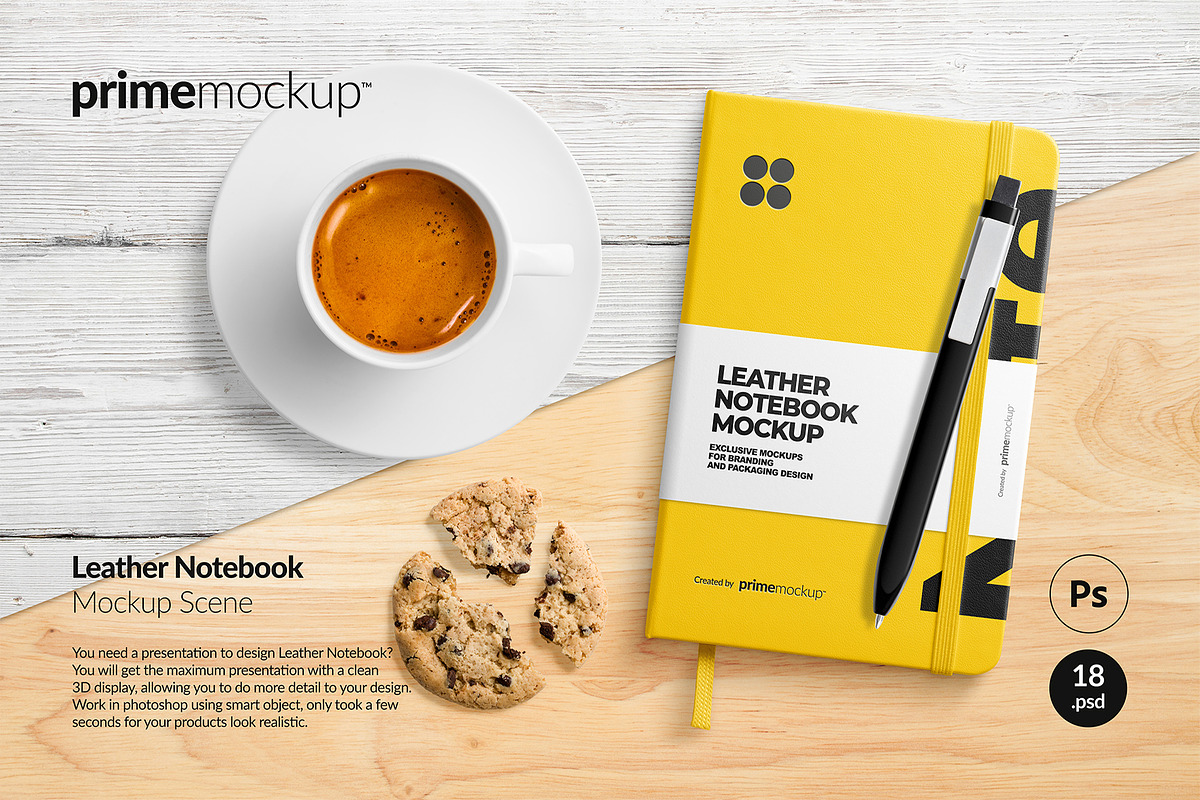 Leather Notebook Hardcover Mockup, a Books & Magazine Mockup by PrimeMockup (Photo 1 of 16)