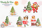 Watercolor Christmas Santa Animals, an Animal Illustration by Apixsala (Thumbnail 3 of 18)
