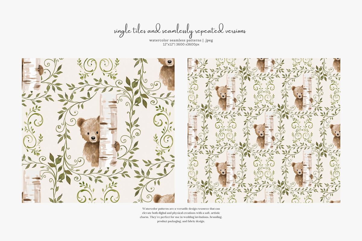 woodland charm seamless pattern set, a Pattern Graphic by Patishop Art (Photo 5 of 10)