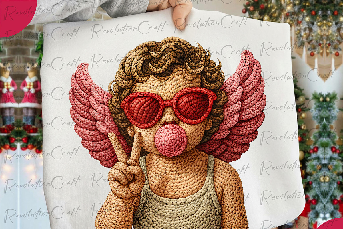 Crochet Valentine Cupid Blowing png, an Illustration by OK Design (Photo 3 of 4)