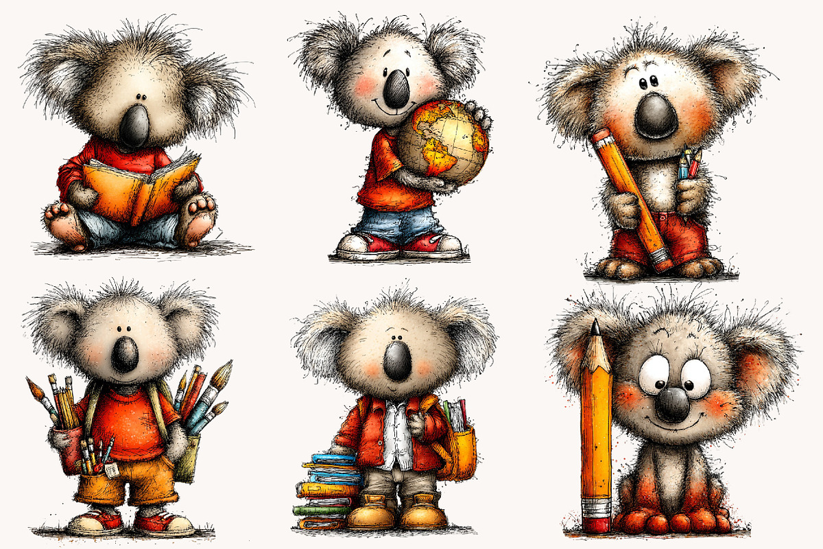 Back to School Koala Clipart Bundle, a Seasonal Illustration by Designworld (Photo 5 of 8)