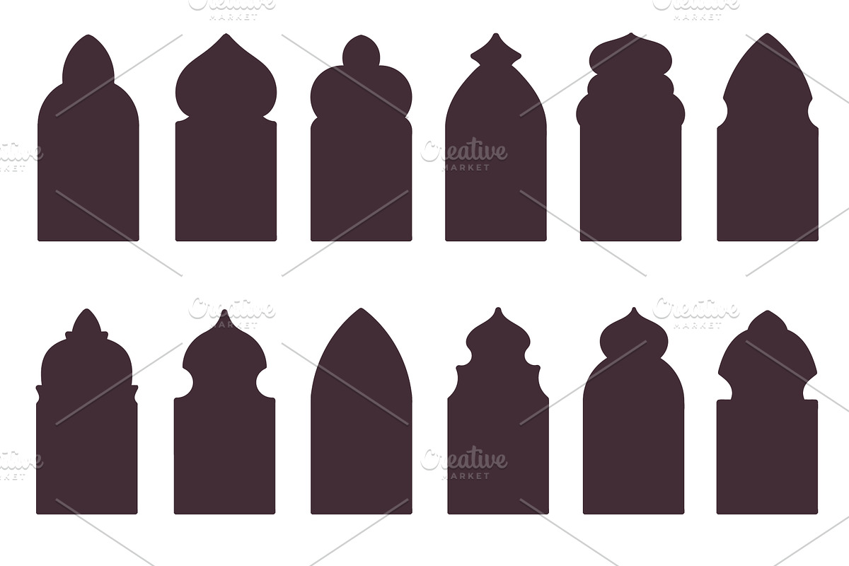 Islamic window shapes. Oriental, an Illustration by YummyBuum