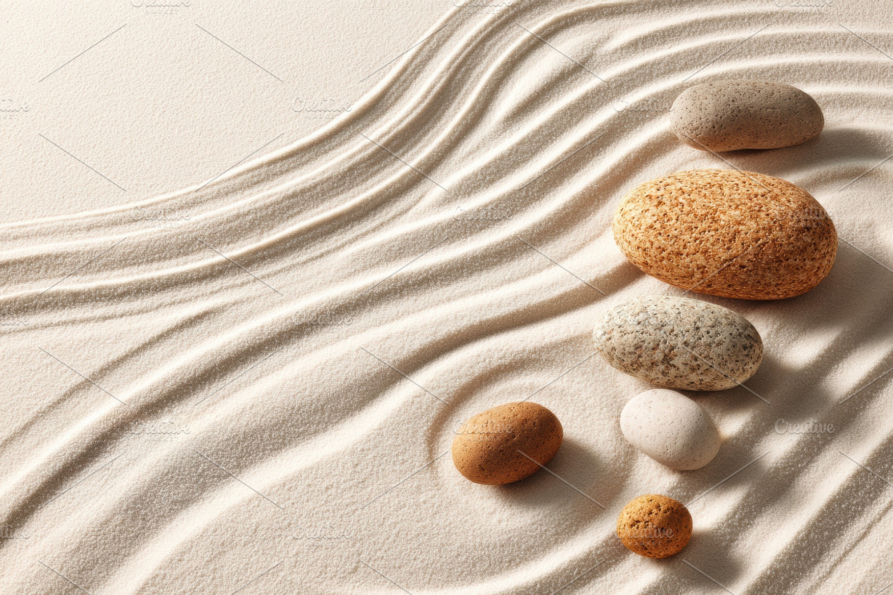 Minimalist Sand Patterns & Pebbles, a Wallpaper Photo by Virgo Studio