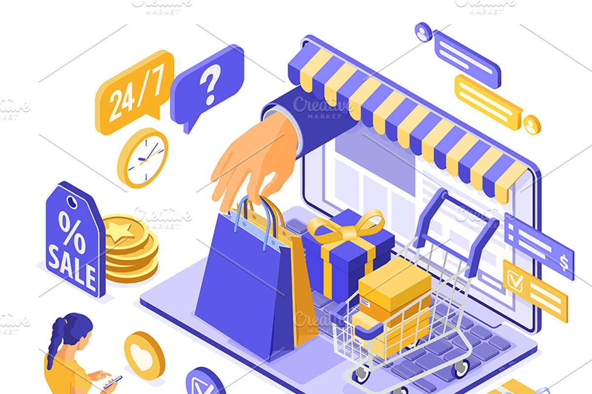 Online Internet Shopping Isometric, a Person Illustration by TAlex (Photo 2 of 6)