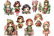 Christmas Cute Bookworm Clipart, a Person Illustration by GlamArtZhanna (Thumbnail 3 of 5)