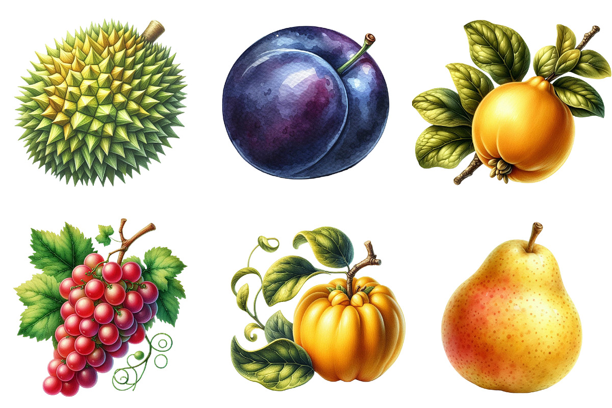 Watercolor Autumn Fruits Clipart, an Illustration by Watercolor design (Photo 4 of 4)
