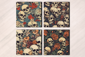 Vintage Skull Seamless Pattern