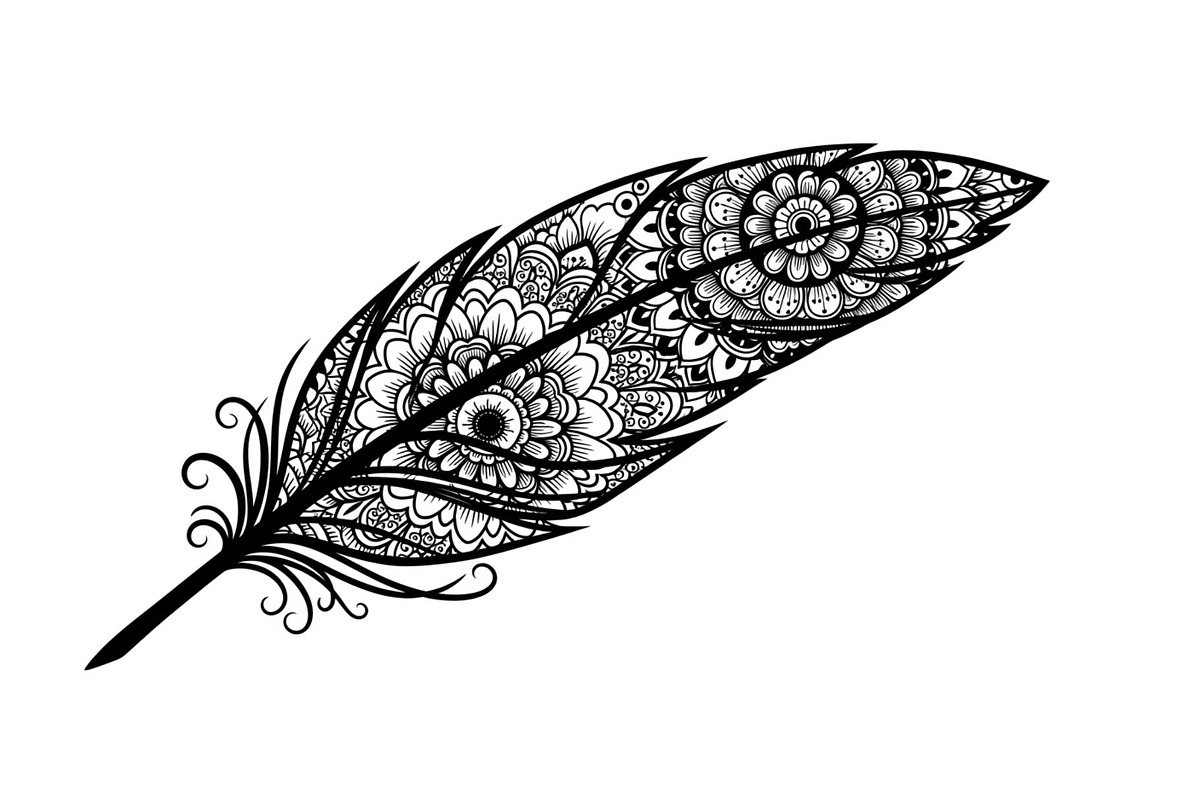 Ornamental Feather SVG Bundle, an Illustration by yasushie (Photo 15 of 31)