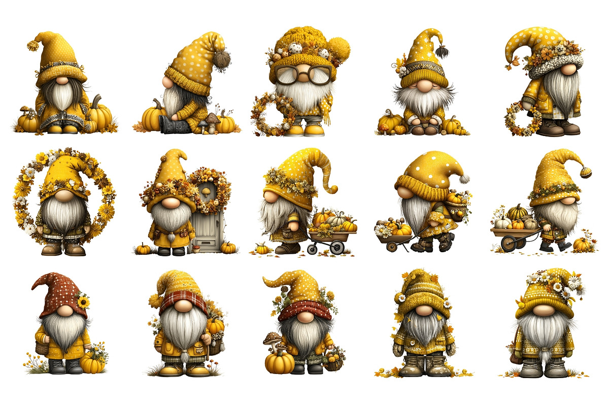 Autumn Gnome PNG Clipart Bundle, a Seasonal Illustration by Nicolle's Colorful Art (Photo 5 of 6)