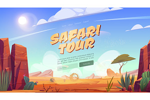 Safari Tour Cartoon Landing Page