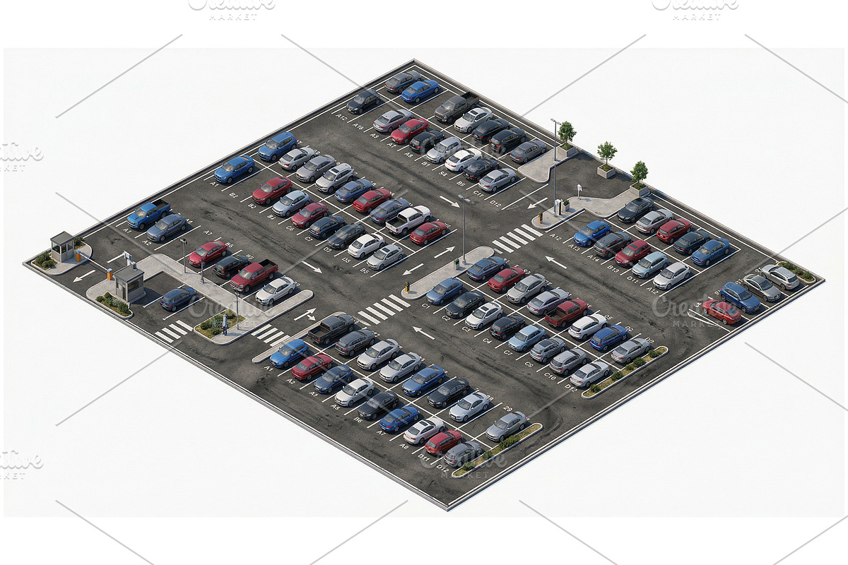 Isometric Parking Lot 3D, a Transportation Illustration by Nurlan's shop (Photo 2 of 3)