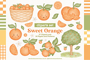 Sweet Orange - Cliparts Set, an Illustration by Estudio Daiane Barbosa (Thumbnail 1 of 8)