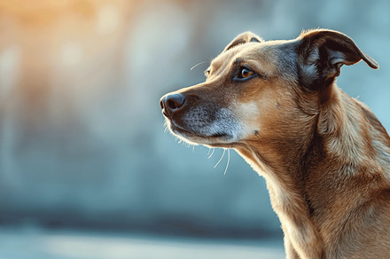 Mongrel dog looks ahead. Dog pound, an Animal Photo by MistyDay
