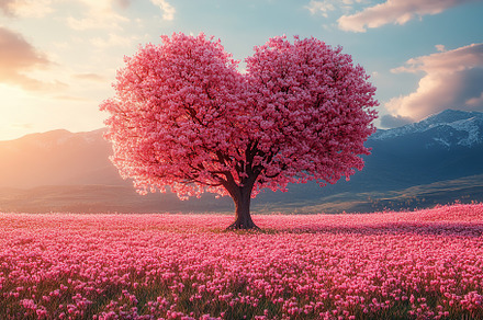 Pink tree in shape of heart, a Nature Photo by AlyaAnd