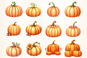 Pumpkins Watercolor PNG, an Illustration by CrexoraLab (Thumbnail 3 of 5)