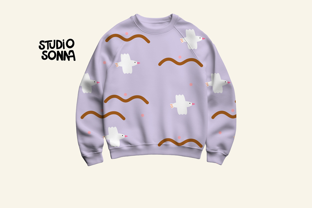 Waves and Seagulls, a Pattern Graphic by StudioSonna (Photo 3 of 3)