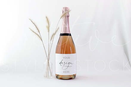 Wheat Champagne Bottle Mockup
