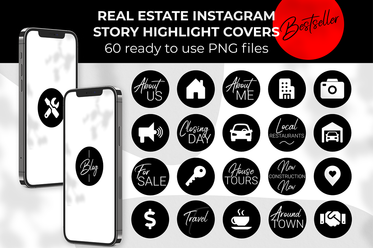60 Real Estate Instagram Highlights, a Social Media Template by DesignKora (Photo 1 of 7)