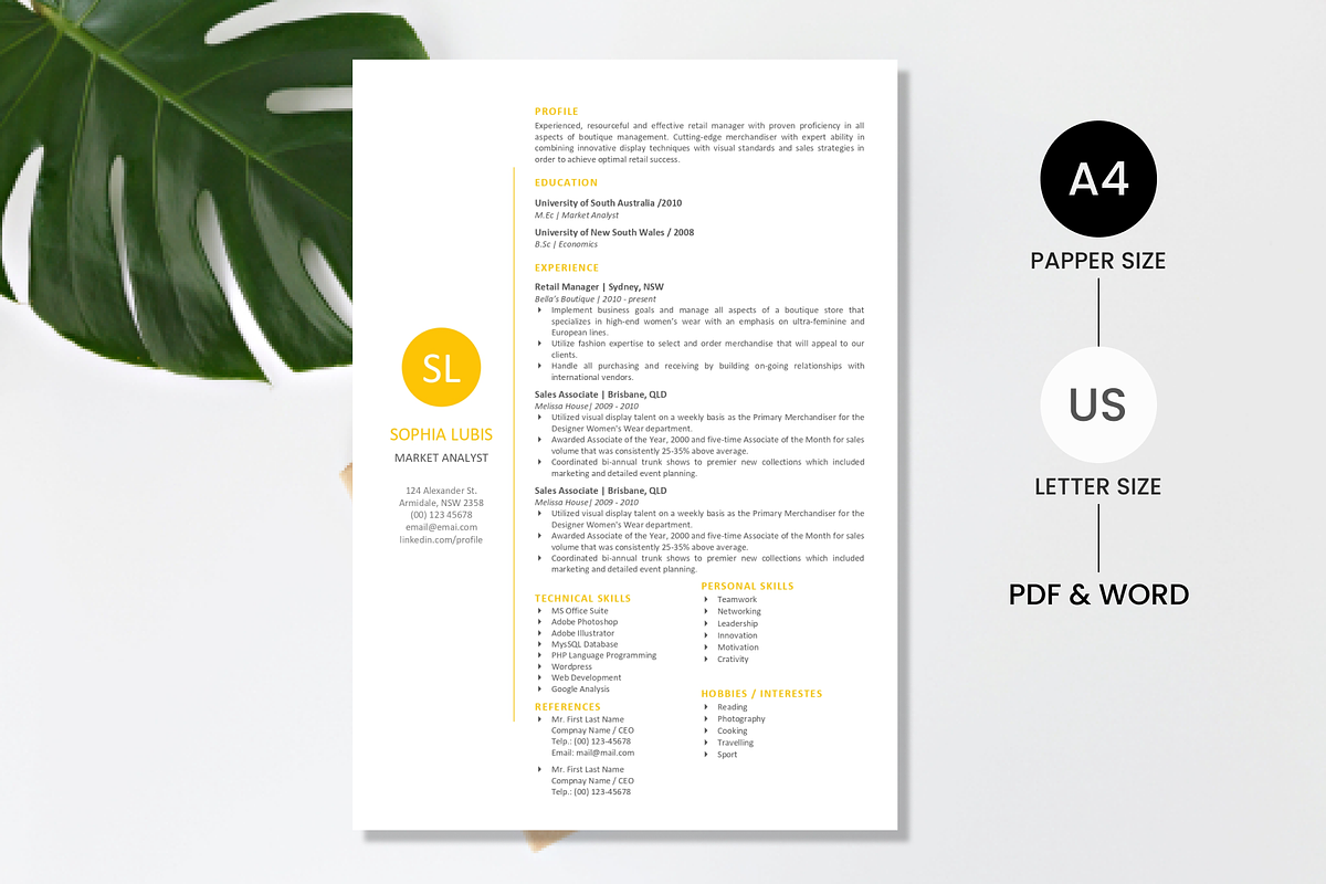 Simple Resume / CV / Cover Letter, a Resume Template by Vowly Std