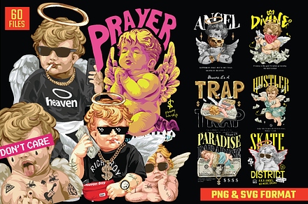 60 Urban Cupid Angel Design Bundle, a Graphic by FzyDESIGN