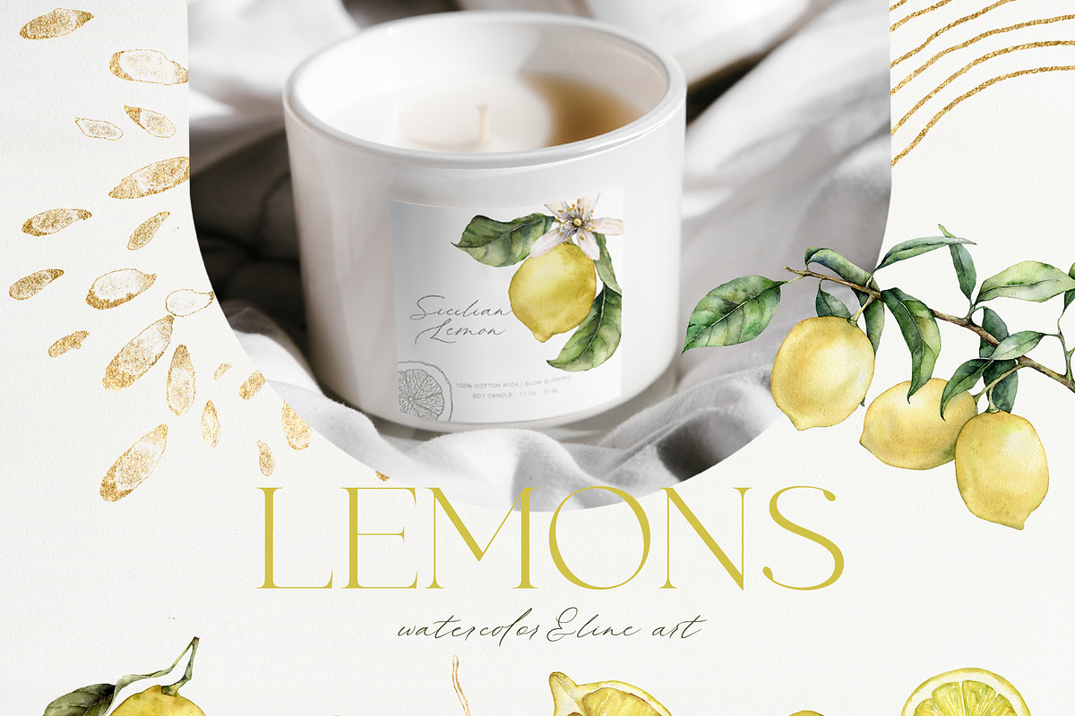 Lemon Watercolor illustration floral, a Food Illustration by Yuliya Derbisheva (Photo 4 of 9)