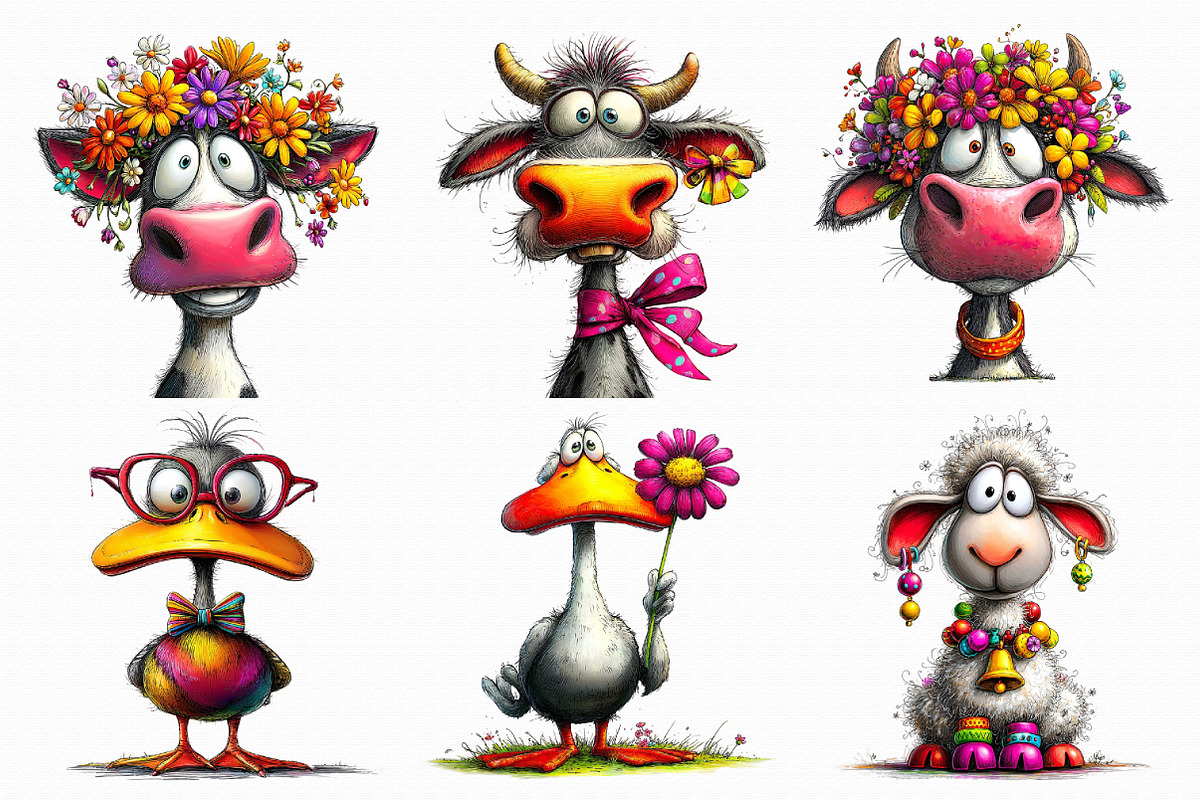 Whimsical Farm Animal Clipart Bundle, an Illustration by Libby Wishes (Photo 7 of 7)