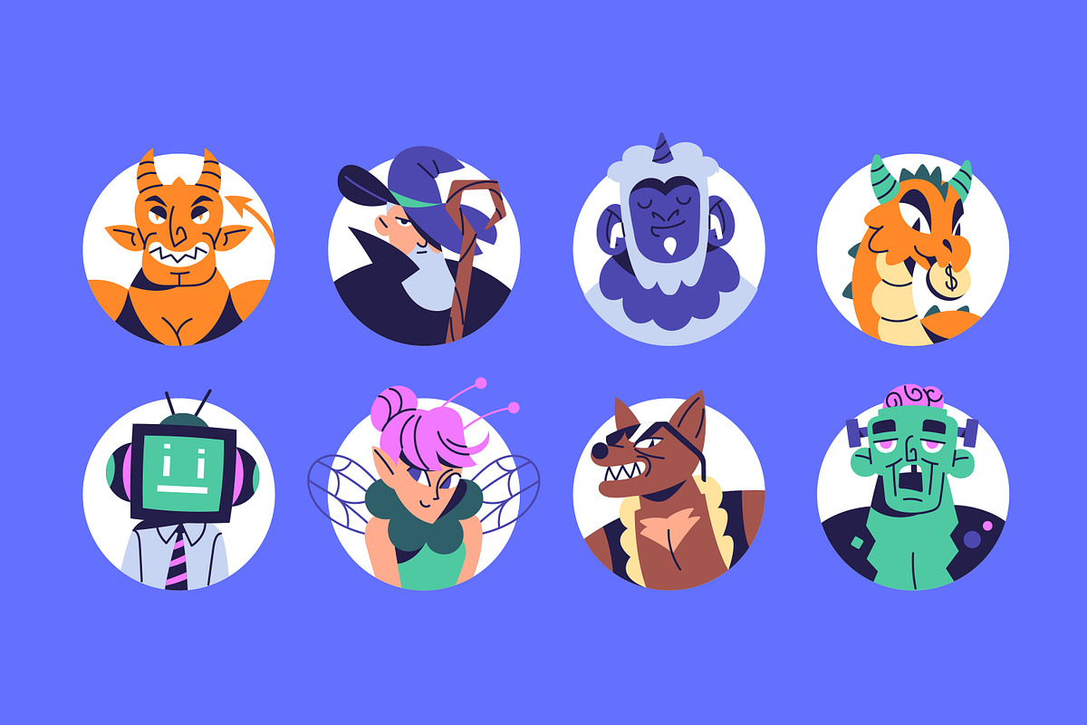 Fantasy characters avatars set, a Person Illustration by PaperTrident (Photo 3 of 5)