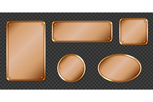 Bronze metal nameplates with edges, an Object Illustration by art PVP - market