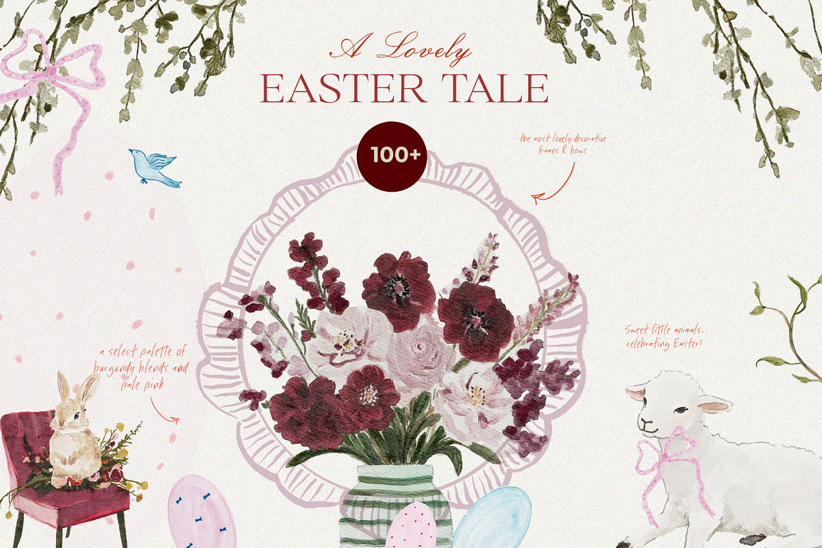 Hand Drawn Easter Watercolor Set, an Object Graphic by Laras Wonderland (Photo 1 of 11)