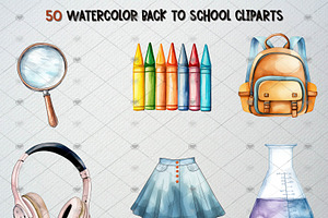 Watercolor Back To School Cliparts