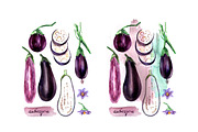 Watercolor vegetables. Eggplant., a Food Illustration by katya.bogina (Thumbnail 4 of 4)