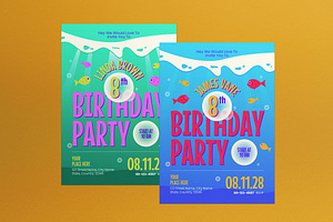 Blue Modern Kids Birthday Invitation, a Card Template by graphicook