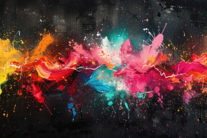 Explosion of colorful paint splatter, a Photo by LOGOCREATIVE