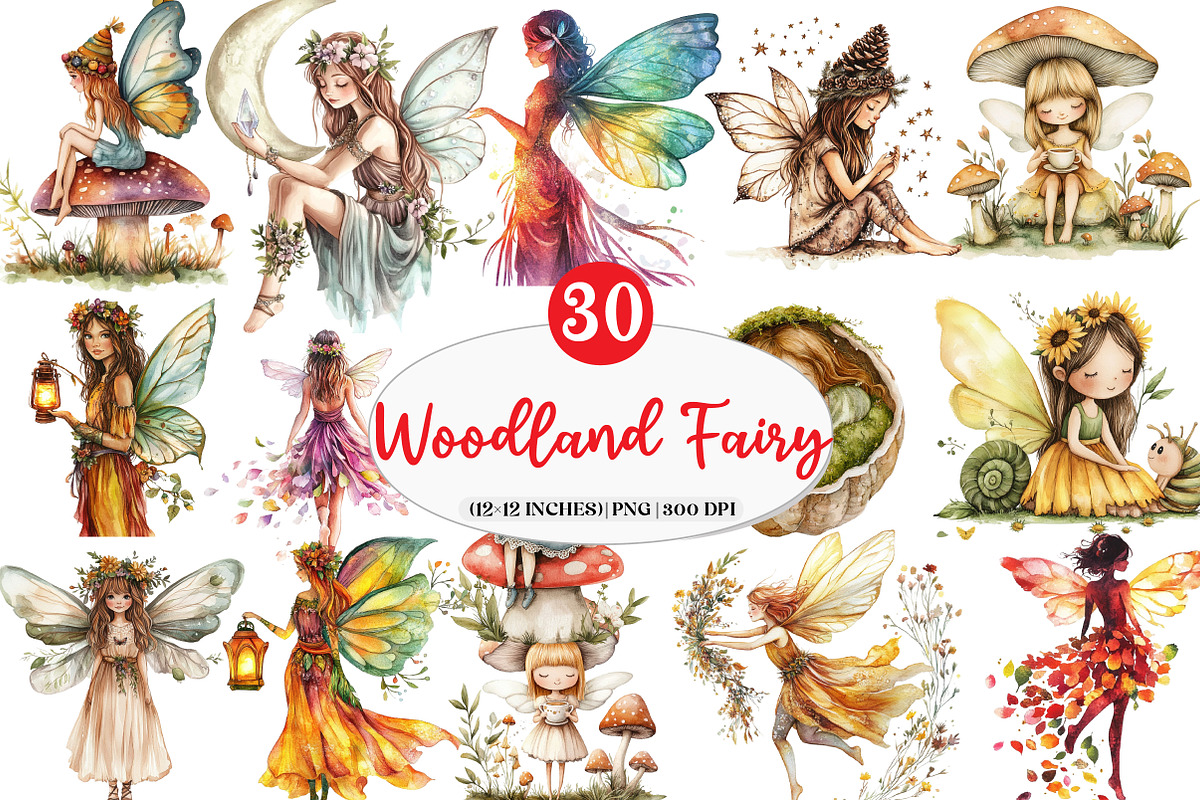 Boho Woodland Fairy Sublimation Png, an Illustration by Watercolor design