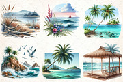 Watercolor Summer Beach Views PNG, an Illustration by DreamCafeArt (Thumbnail 3 of 8)