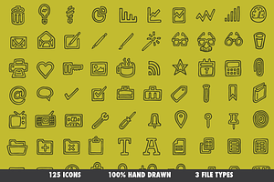 Drawn Icons (Outline) - 125 Vectors