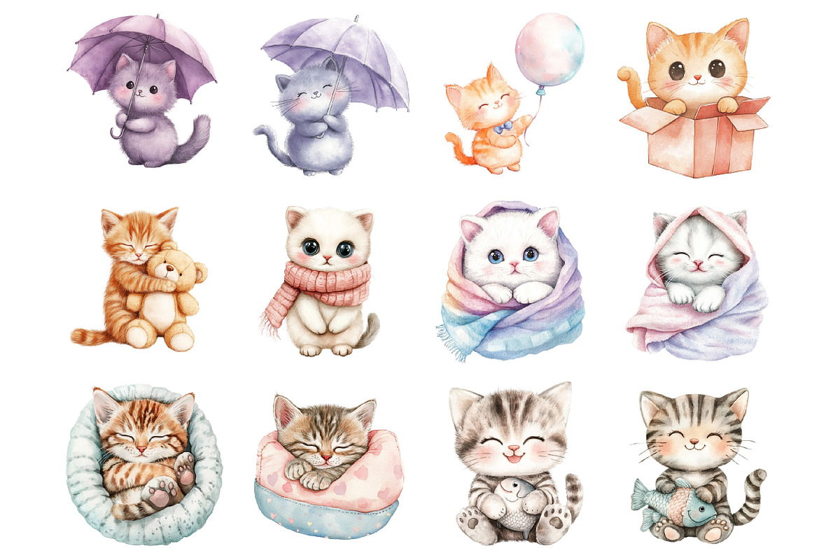 Kawaii Kitten Sublimation Clipart, a Graphic by CitraGraphics (Photo 3 of 5)