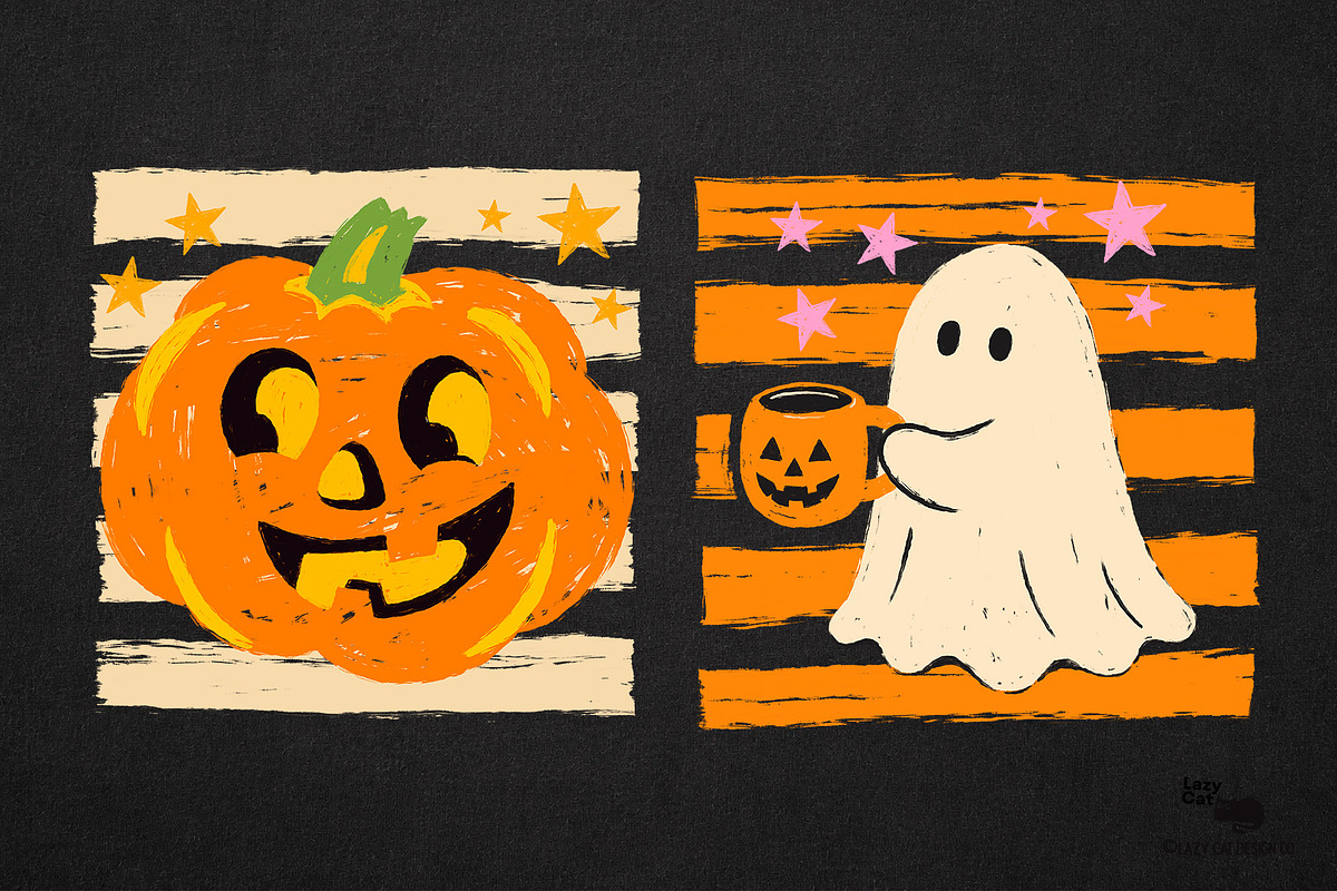 SPOOKY HALLOWEEN BRUSH STRIPES, an Object Graphic by Lazy Cat (Photo 3 of 8)