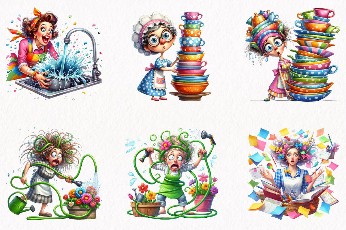 Quirky Chaotic Housewife Clipart, a Person Illustration by fashionaddict (Photo 3 of 7)