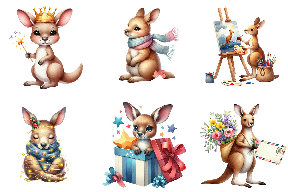 Cute Kangaroo Clipart, an Illustration by DreamArtGraphic (Photo 4 of 5)