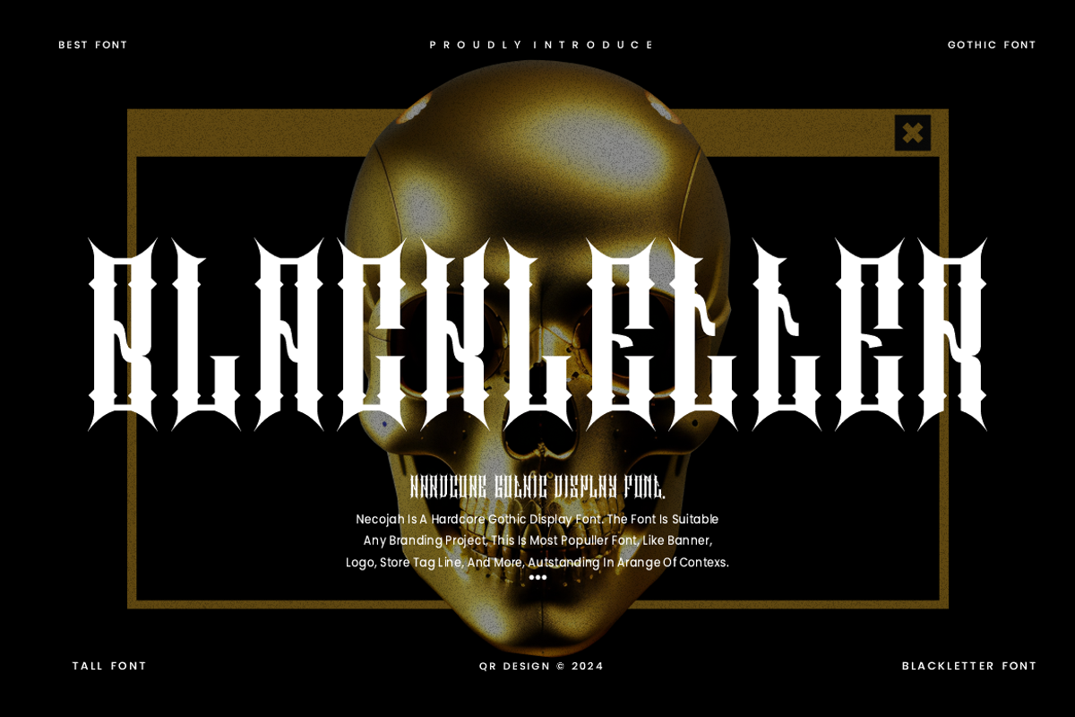 Necojah - Hardcore Gothic Font, a Blackletter Font by QR Design Studio (Photo 2 of 6)
