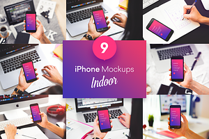 9 PSD Mockups iPhone Indoor