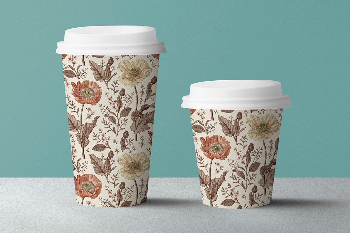 Seamless Set Flowers Poppy Poppies, a Pattern Graphic by Vintage (Photo 7 of 11)