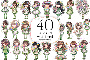 Little Floral Girl PNG Clipart, Cute, a Person Illustration by KennedyStudio