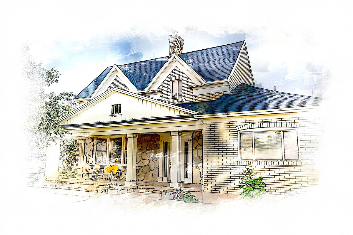 House Watercolor Painting, an Action Add-On by Photoshop Action (Photo 11 of 12)