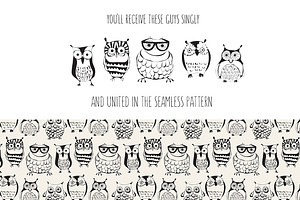 Vector Seamless Pattern With Owls