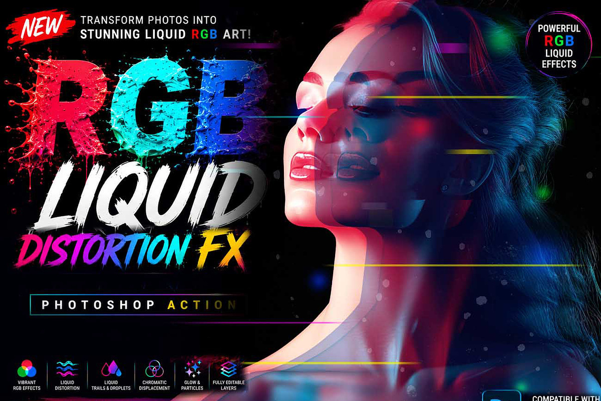 RGB Liquid Distortion FX Ps Action, an Action Add-On by Studio Retouch (Photo 1 of 14)