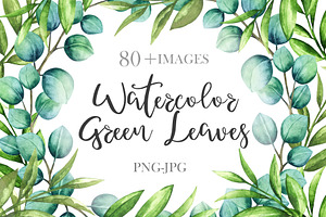 Watercolor Green Leaves