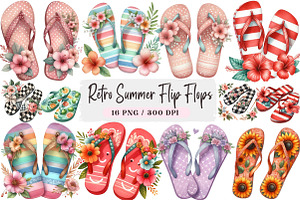 Retro Summer Flip Flops Sublimation, an Illustration by DreamArtGraphic
